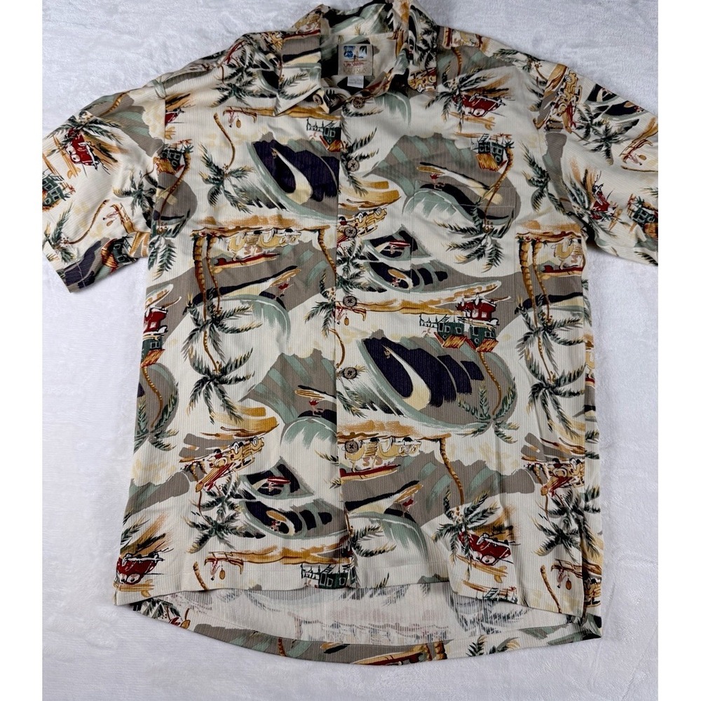 Kahala John Severson Hawaiian Shirt Silk Surf Print Men's Medium